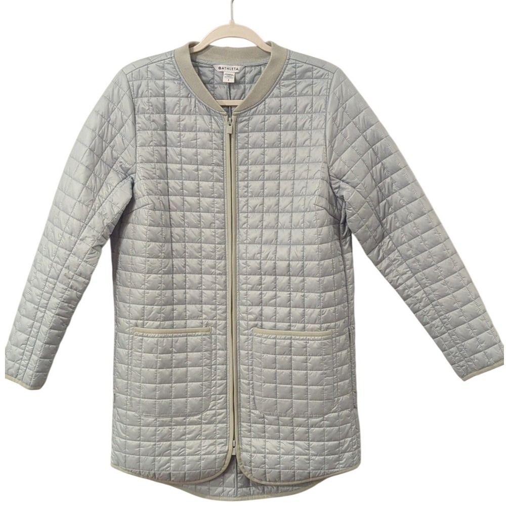 Athleta Quilted Jacket Puffer size Small Sea Foam Green Blue